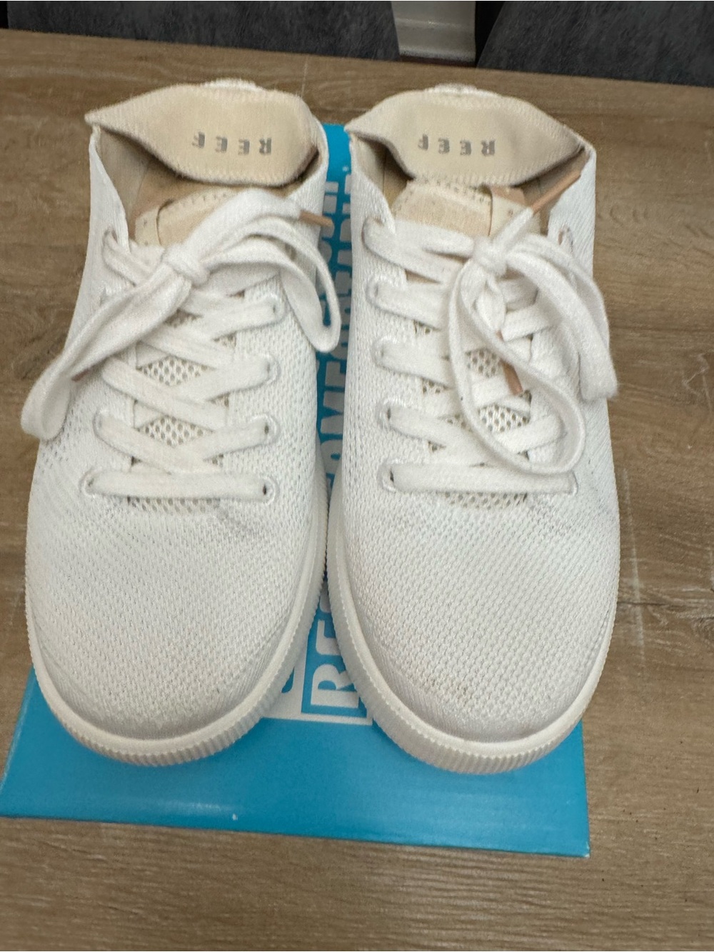 Reef Women's White Knit Sneaker with Tan Accents - Picture 6 of 6